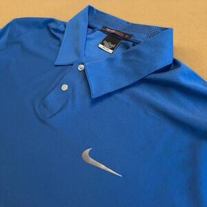 Nike Tiger Woods Collection Dri-Fit Polo Shirt Blue Men's Large Golf